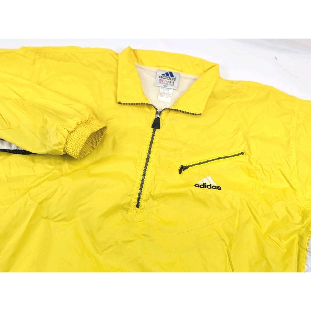 Adidas Mens Vintage Yellow Quarter Zip Windbreaker Pullover Jacket Mens Large LG